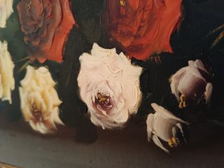 Cuadro Bodegón Antiguo Flores Cesta Grande