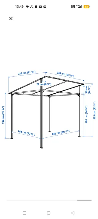 Pérgola Cenador Gris Oscuro Ikea