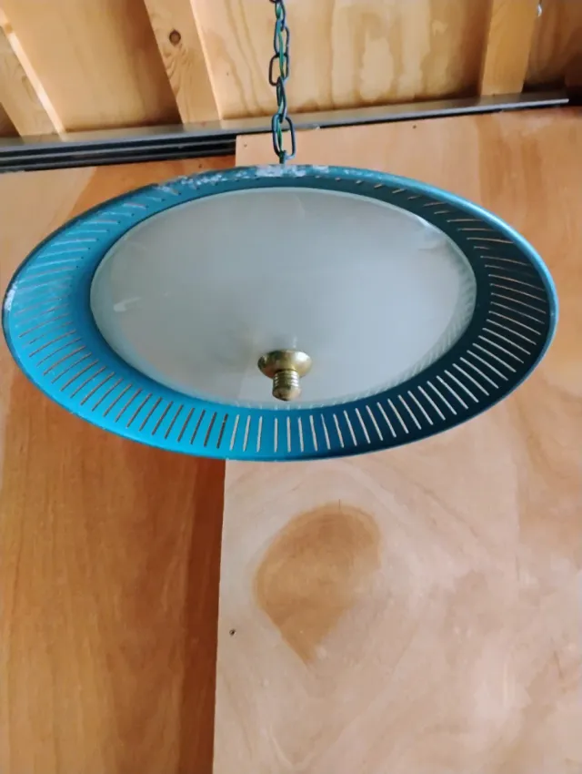 Lámpara vintage azul metal años 60