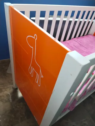 Cuna Mi Cuna Blanca y Naranja