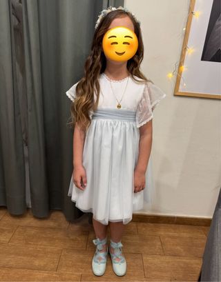 Vestido de ceremonia azul y blanco Talla 10