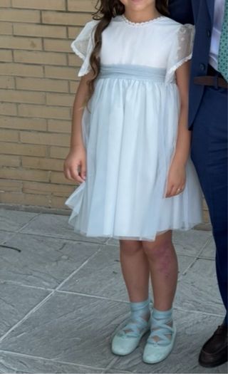 Vestido de ceremonia azul y blanco Talla 10