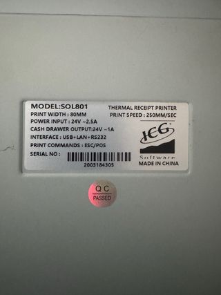 Impresora Térmica de Recibos Negra y Verde