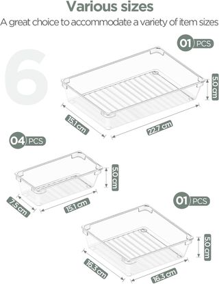 Organizadores de Cajones Transparentes (6 uds)