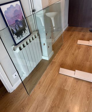 Mesa de comedor cristal y madera