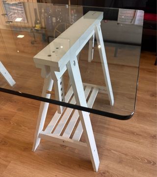 Mesa de comedor cristal y madera