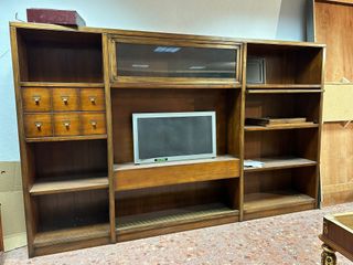 Mueble Librería Madera Maciza Nogal
