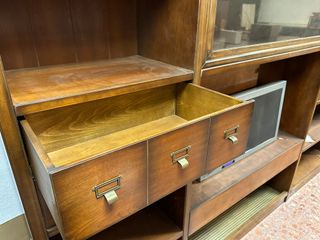 Mueble Librería Madera Maciza Nogal