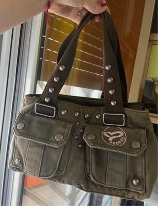 Borsa Kocca verde militare con borchie