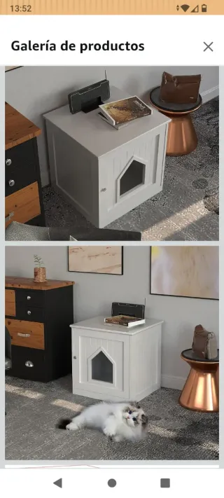 Caseta Madera Gato Blanca