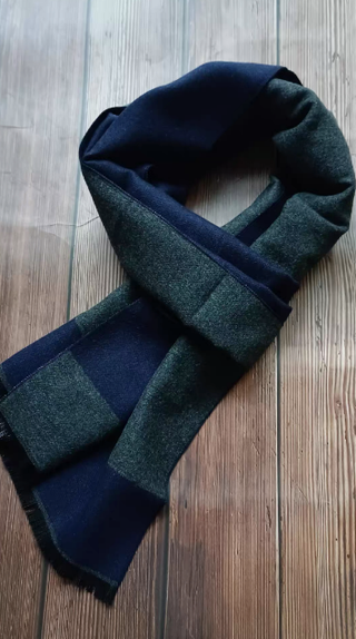 Bufanda de cachemira hombre azul y gris