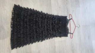 Vestido negro fiesta volantes encaje talla L