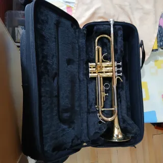 Trompeta Jupiter dorada con funda