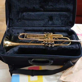 Trompeta Jupiter dorada con funda