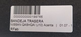 NISSAN QASHQAI (J10) Acenta BANDEJA TRASERA
