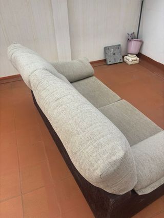 Sofá de 2 plazas tela beige y marrón