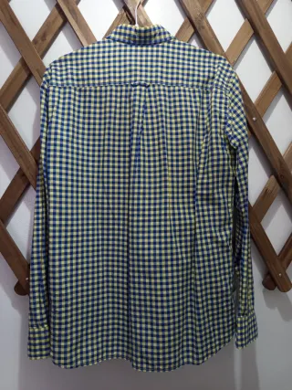 Camisa Mango cuadros azul y amarillo