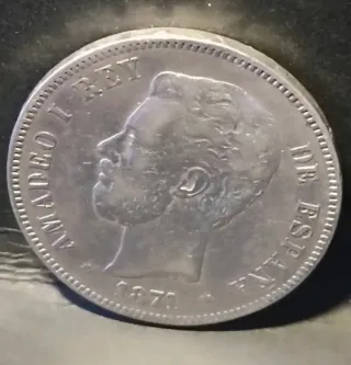 5 Pesetas Amadeo I 1871 SDM Plata