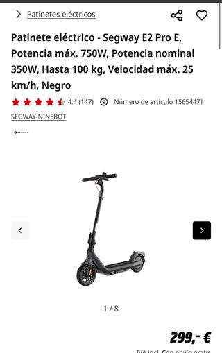 Patinete eléctrico Segway E2 Pro solo tiene 10 dia