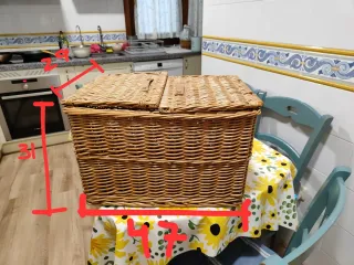 Cesta de mimbre para camping o picnic