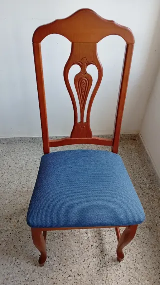 Sillas de comedor madera y tela azul