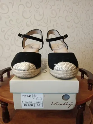 Zapatillas esparto cuña Findlay negras talla 39