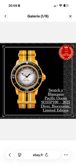 Swatch Blancpain Pacific Ocean amarillo