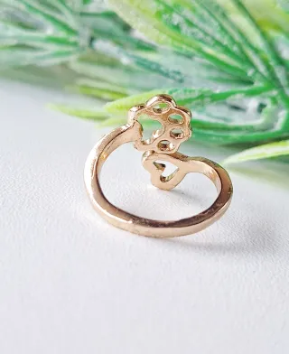 Anello zampa cane cuore oro regolabile