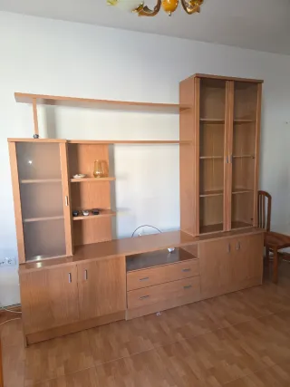 Mueble de salón modular madera y cristal