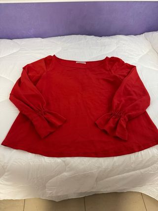 Blusa flamenca roja manga acampanada