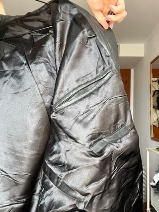 Chaqueta de piel hombre negra