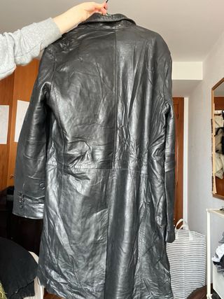Chaqueta de piel hombre negra
