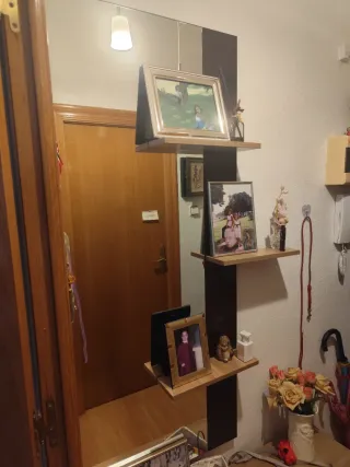 Mueble de entrada madera y cristal