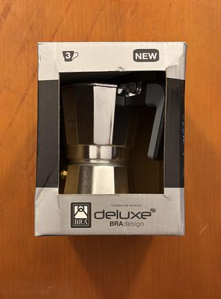 BRA Deluxe Cafetera, Metal, Plata, 3 tazas