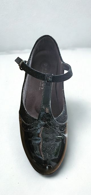 Zapatos Pitillos Tacón Ancho Negro