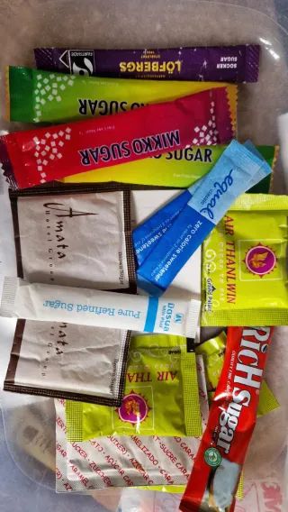 100 bustine di zucchero pubblicitarie miste