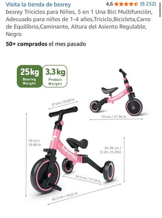 Triciclo infantil multifunción rosa super precio