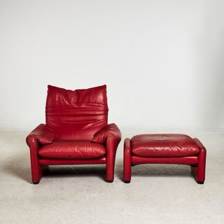 Butaca Maralunga Vico Magistretti Cassina Piel Roj