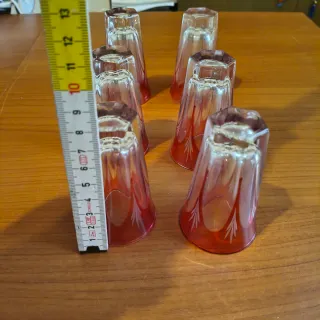 6 Bicchierini Liquore Vintage Incisi fucsia
