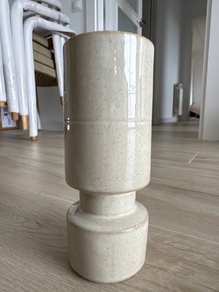 Candelabro de cerámica beige