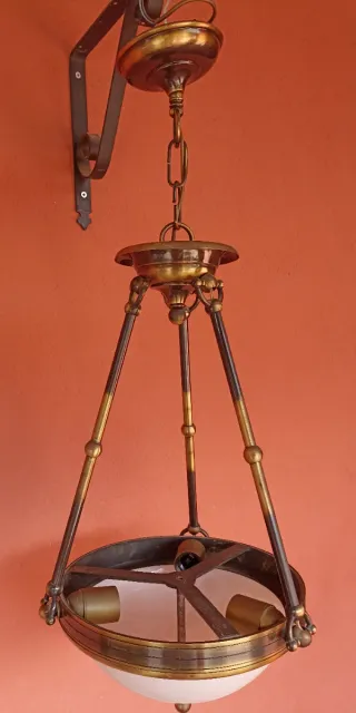 Lámpara techo con plafón de alabastro y metal