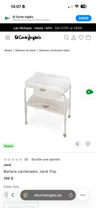 Bañera cambiador Jané Flip Gris