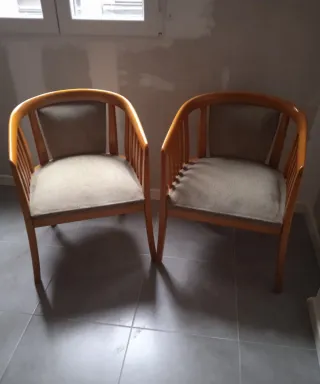 2 sillones vintage madera y tela