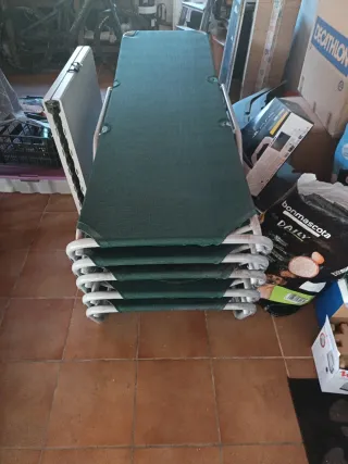 5 Hamacas Tumbonas reclinables verde antracita.