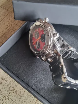 Reloj Lotus Cronógrafo Rojo y Plateado 9717