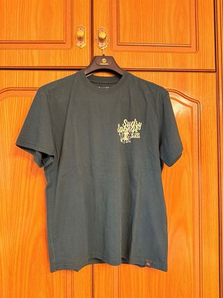 Camiseta Pull&Bear XS verde estampada