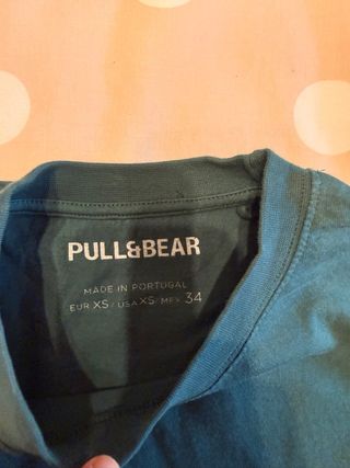 Camiseta Pull&Bear XS verde estampada
