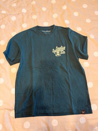 Camiseta Pull&Bear XS verde estampada