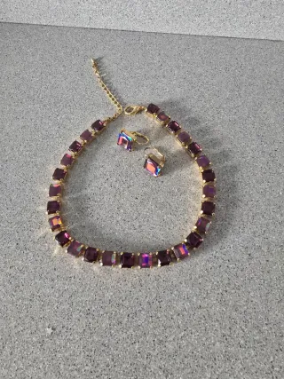 Conjunto Joyería Oro y Morado