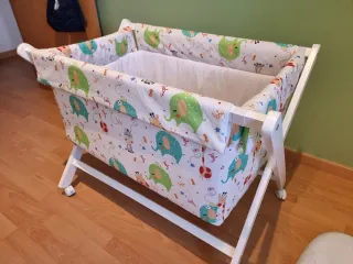 Mini cuna tijera con estampado infantil